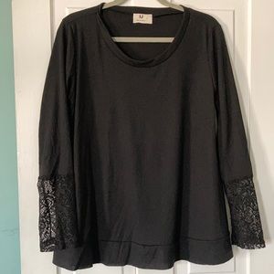 —Large Black Amelia James Top with Lace